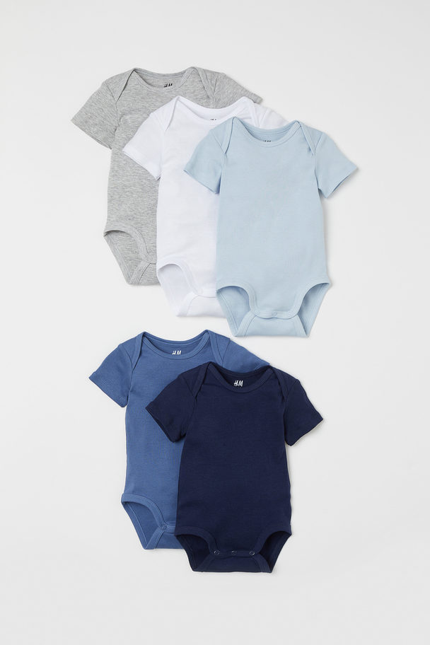 H&M Set Van 5 Rompers Blauw