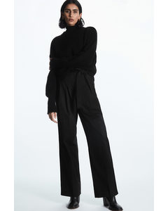High-waisted Paperbag Trousers Black