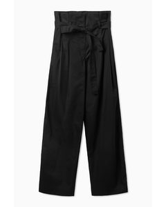 High-waisted Paperbag Trousers Black