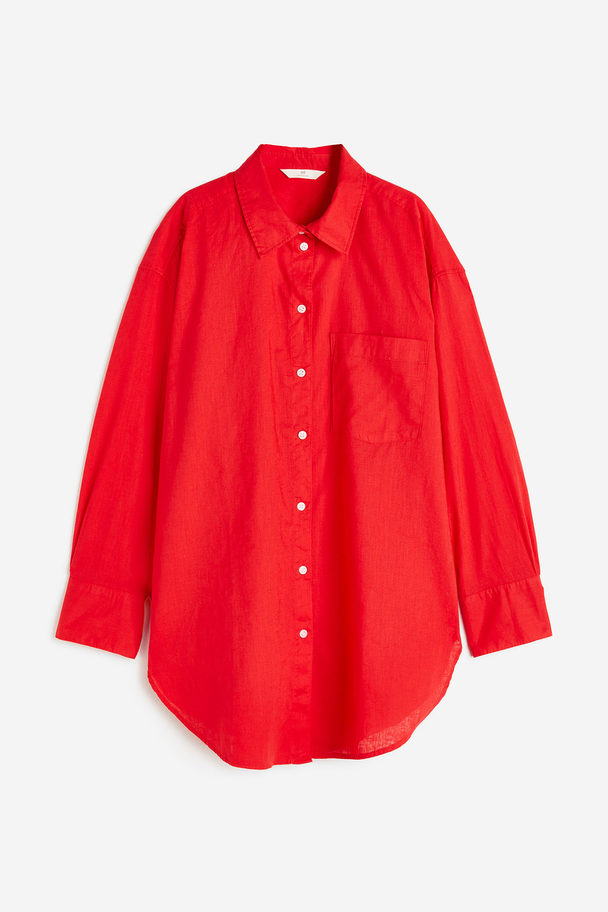 H&M Hemdbluse aus Leinenmischung Rot