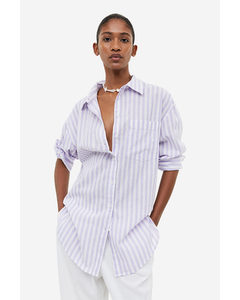 Linen-blend Shirt Lilac/striped