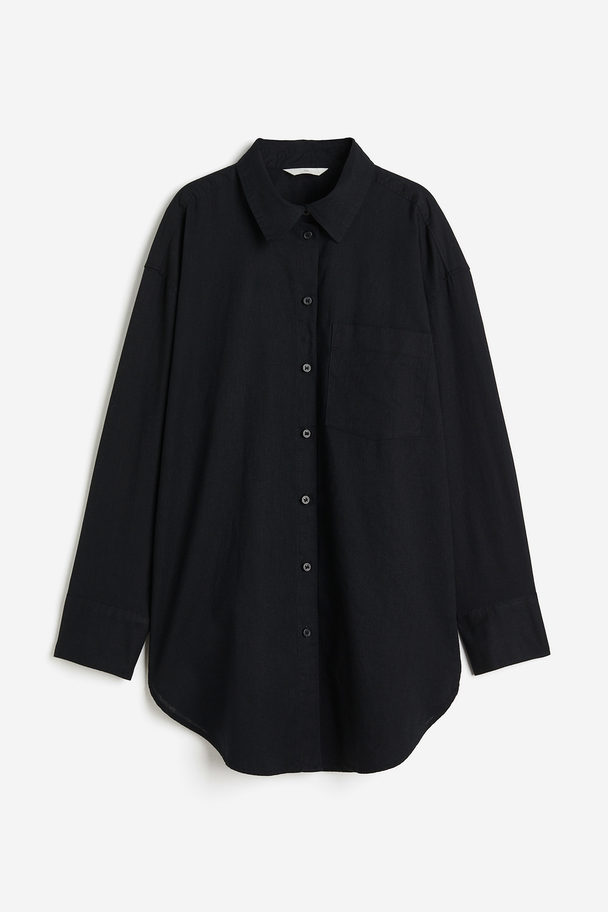 H&M Linen-blend Shirt Black