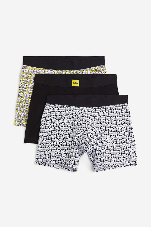 H&M Set Van 3 Xtra Life™ Boxershorts - Mid Trunk Zwart/the Simpsons