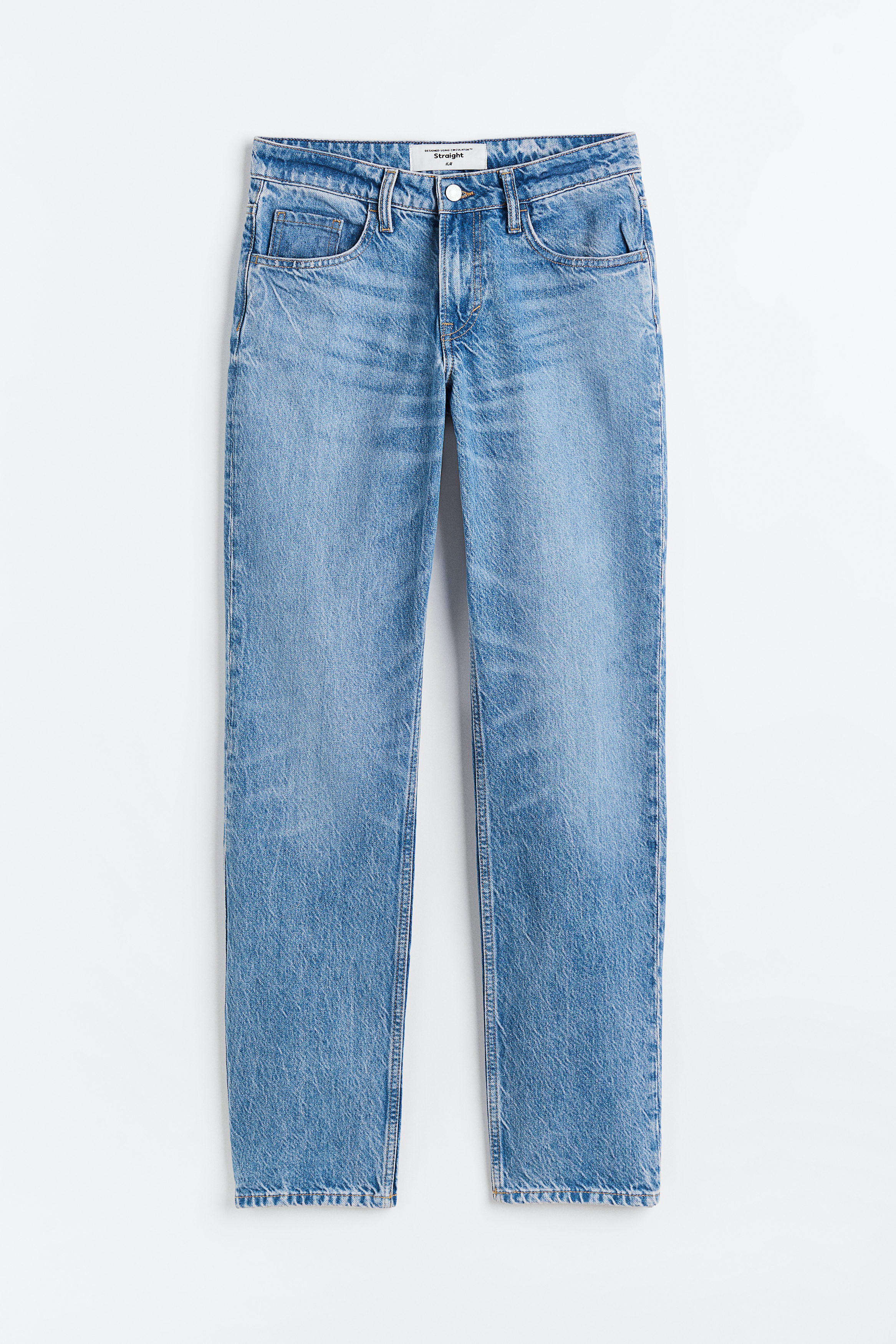 Billede af H&M Straight Regular Jeans Denimblå, jeans. Farve: Denim blue 013 I størrelse 32