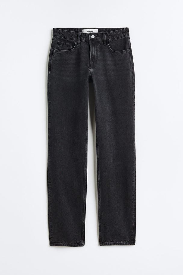 H&M Straight Regular Jeans Zwart