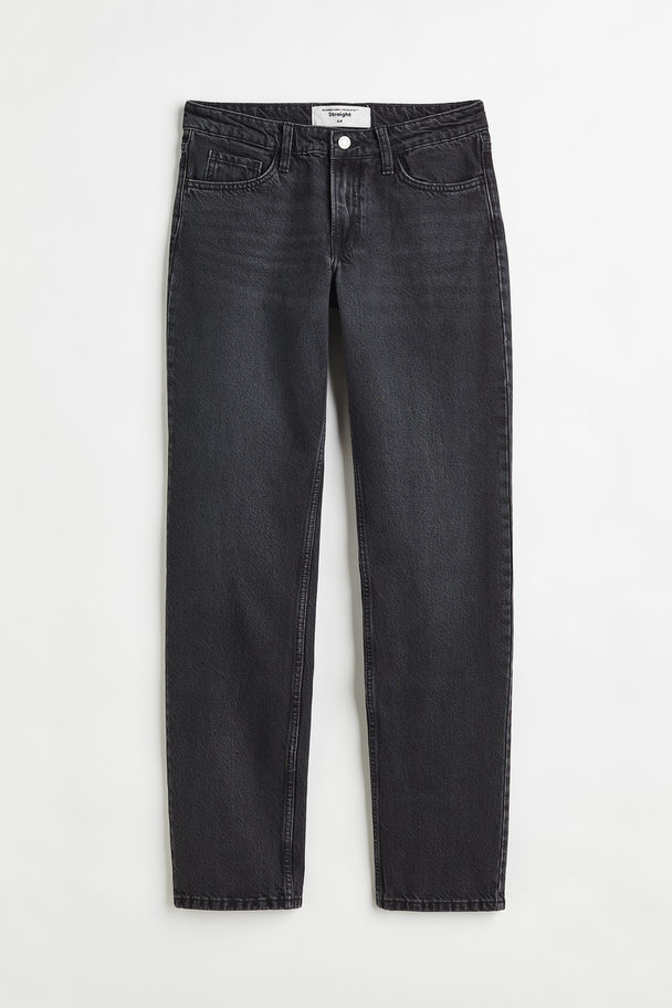H&M Straight Regular Jeans Schwarz