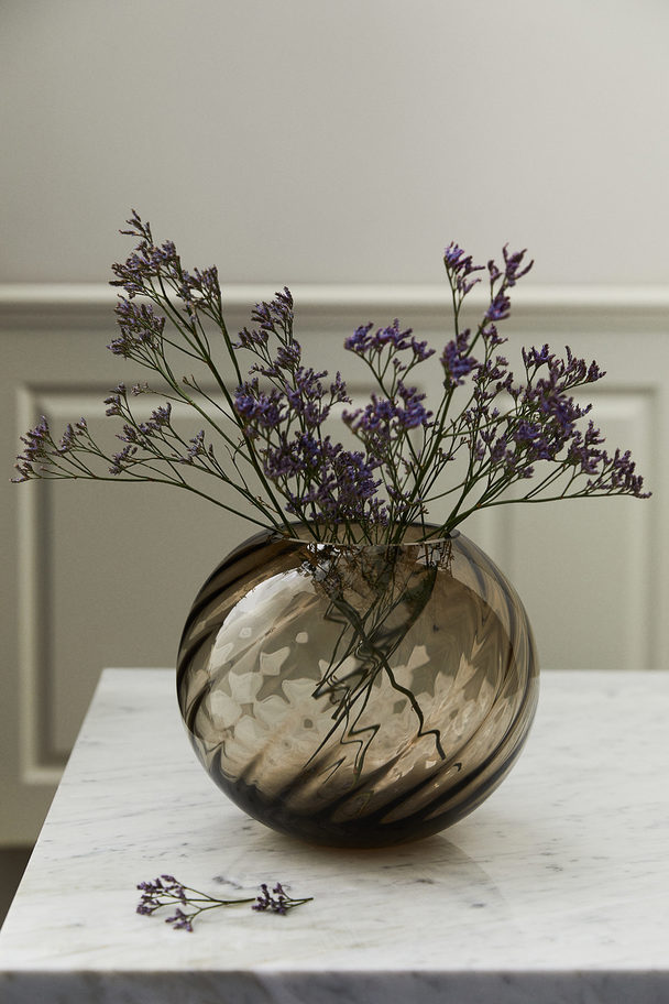 H&M HOME Round Glass Vase Beige