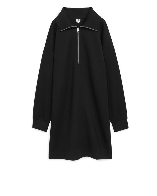 Arket Half Zip Jersey Dress Black
