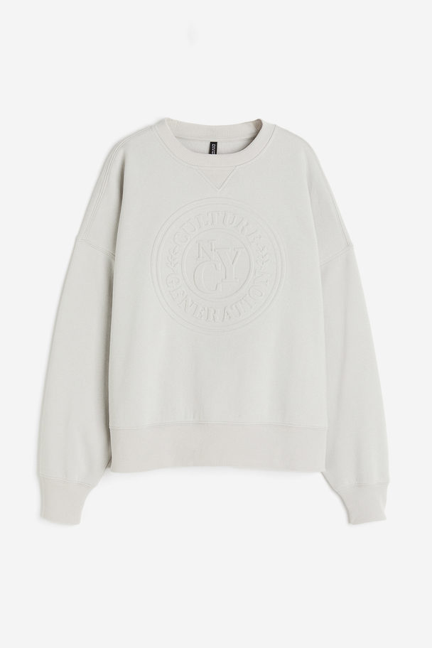 H&M Oversized Motif-detail Sweatshirt Light Grey/nyc