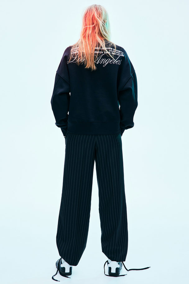 H&M Oversized Sweater Met Motief Zwart/la