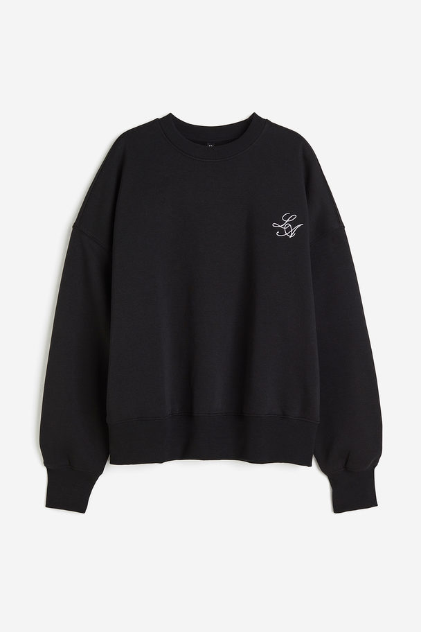 H&M Oversized Sweater Met Motief Zwart/la