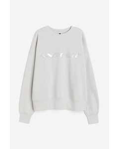 Oversized Motif-detail Sweatshirt Light Grey/angelic