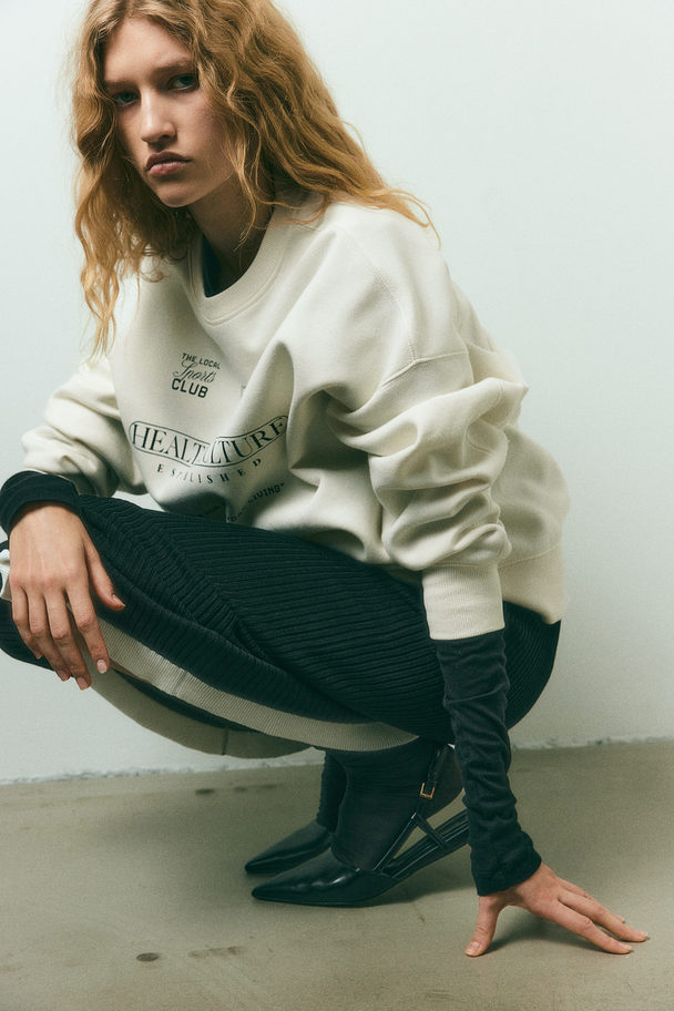 H&M Oversized Sweatshirt Med Motiv Creme/health Culture