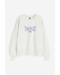 Oversized Motif-detail Sweatshirt Light Grey Marl/paris