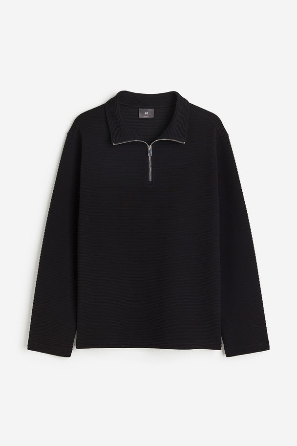 H&M Regular Fit Sweatshirt Med Glidelås Sort