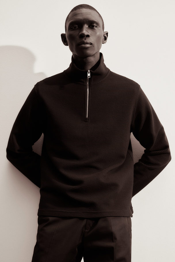 H&M Regular Fit Sweatshirt Med Glidelås Sort