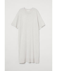 T-Shirt-Kleid aus Feinstrick Hellgraumeliert