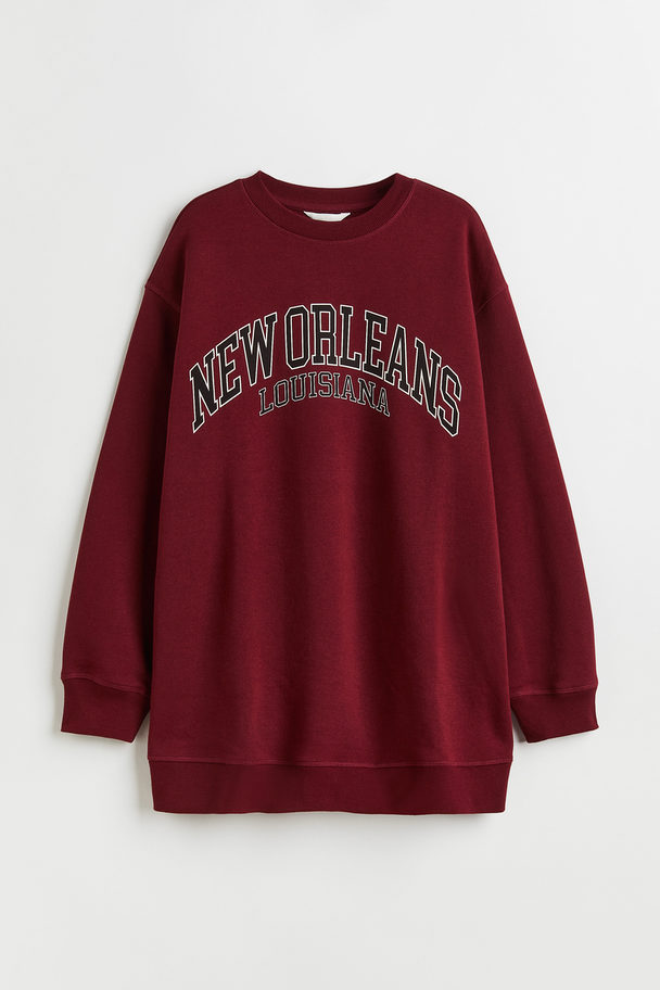 H&M Oversized Sweater Donkerrood/new Orleans