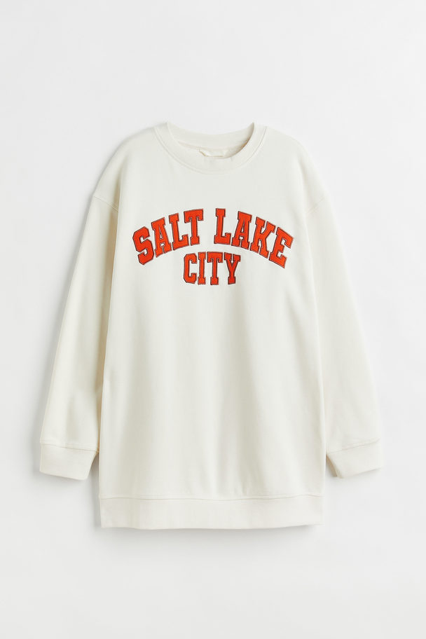 H&M Oversized Sweatshirt Vit/salt Lake City