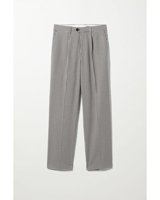 Weekday Conrad Checked Trousers White/black