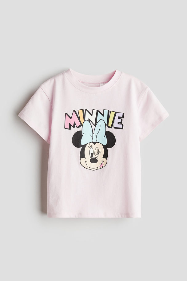 H&M Printed T-shirt Light Pink/minnie Mouse