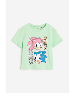 Printed T-shirt Mint Green/sonic The Hedgehog