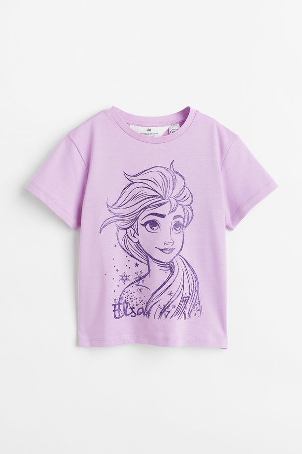 H&M T-Shirt mit Print Lila/Eiskönigin