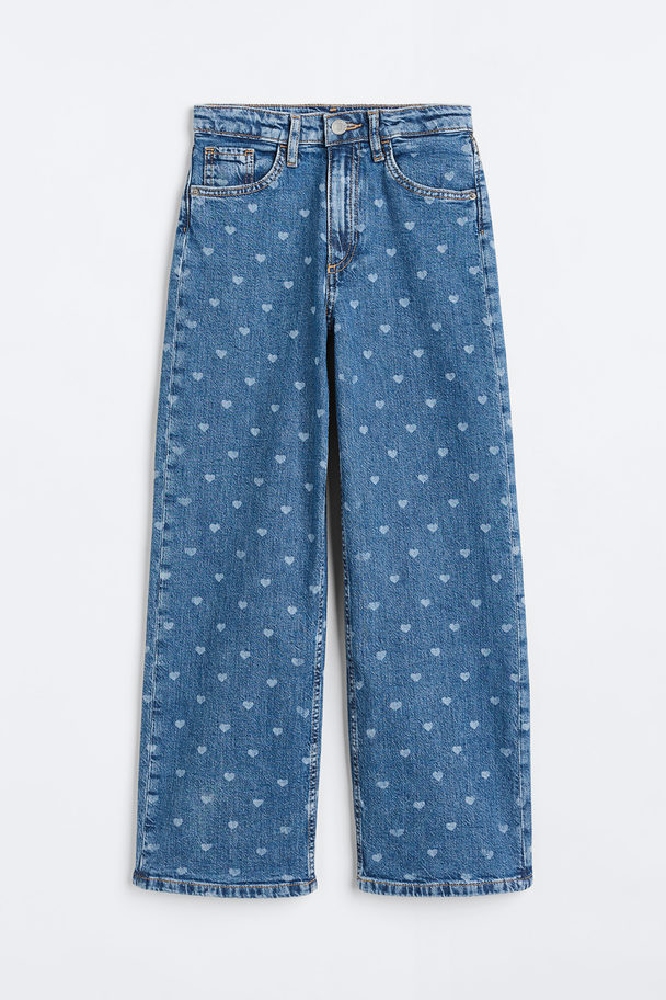 H&M Wide Fit Jeans Denimblauw/hartjes