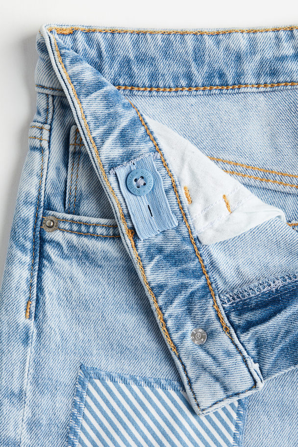 H&M Wide Fit Jeans Light Denim Blue/patches