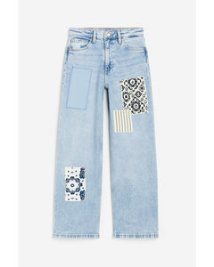 Wide Fit Jeans Hellblau/Patches
