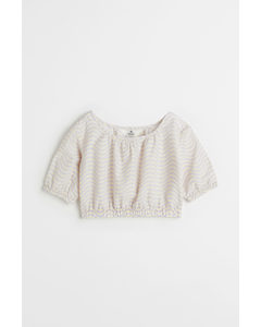 Puff-sleeved Top Light Purple/patterned