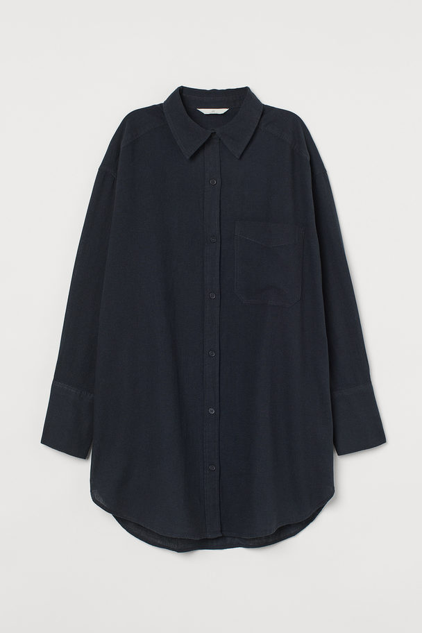 H&M Oversized Linen-blend Shirt Black