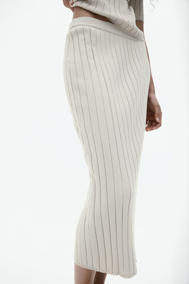 H&M Rib-knit Skirt Light Beige