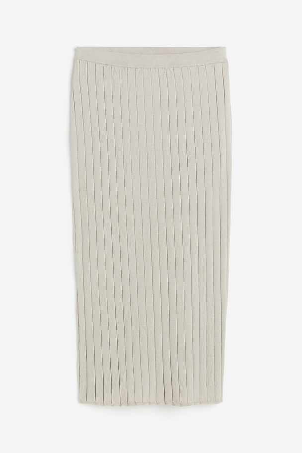 H&M Rib-knit Skirt Light Beige