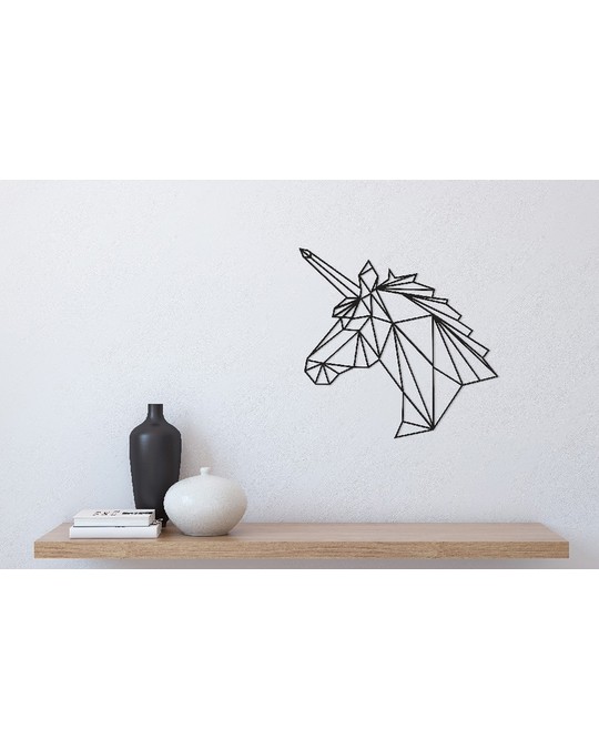 Homemania Homemania Wall Decor Unicorn - Wall Art Wall - Animal - For Living Room, Bedroom - Black Steel, 53 X