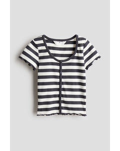 Ribbed T-shirt Dark Grey/white Striped