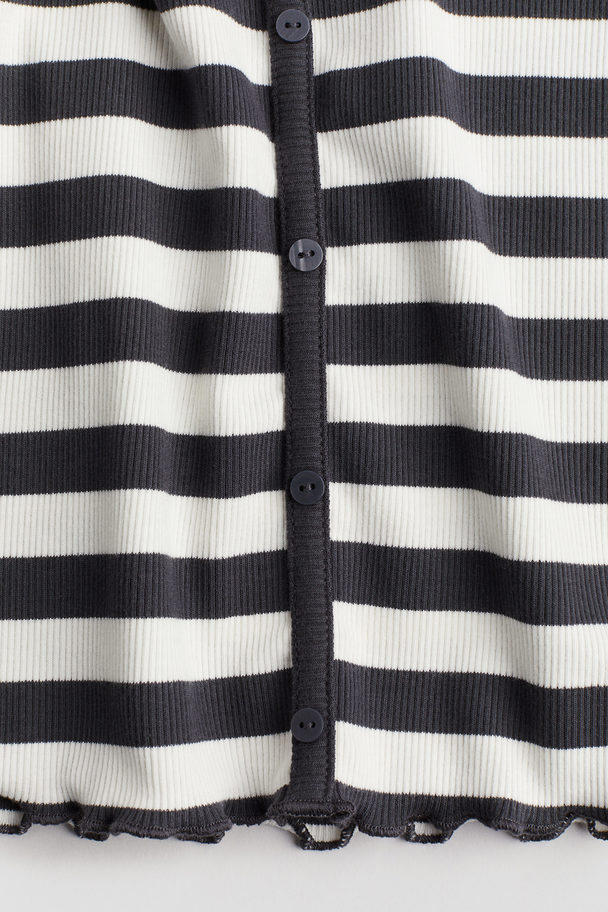 H&M Ribbet T-shirt Mørkegrå/hvidstribet