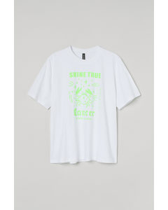 T-shirt Med Stjernetegn Hvit/krepsen
