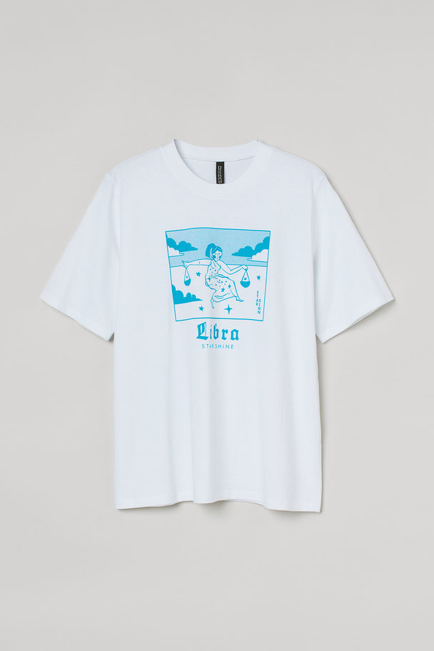 H&M Zodiac T-shirt White/libra