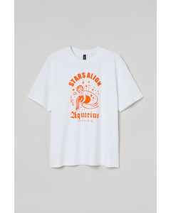 T-shirt Med Stjernetegn Hvid/vandmand