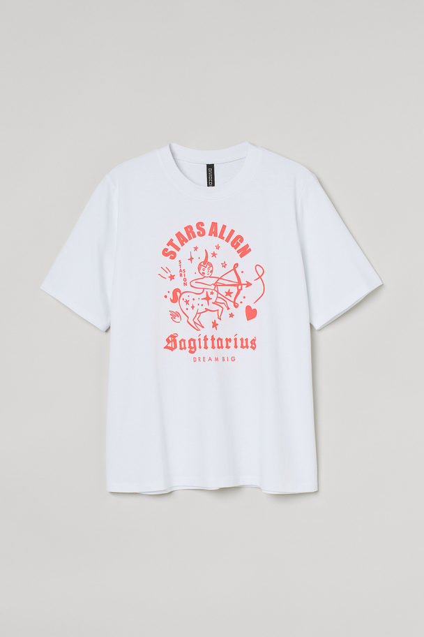 H&M Zodiac T-shirt White/sagittarius