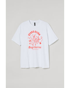T-shirt Med Stjernetegn Hvit/skytten