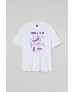 T-shirt Med Stjernetegn Hvit/fiskene