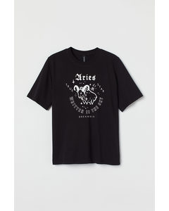 T-shirt Met Sterrenbeeld Zwart/ram
