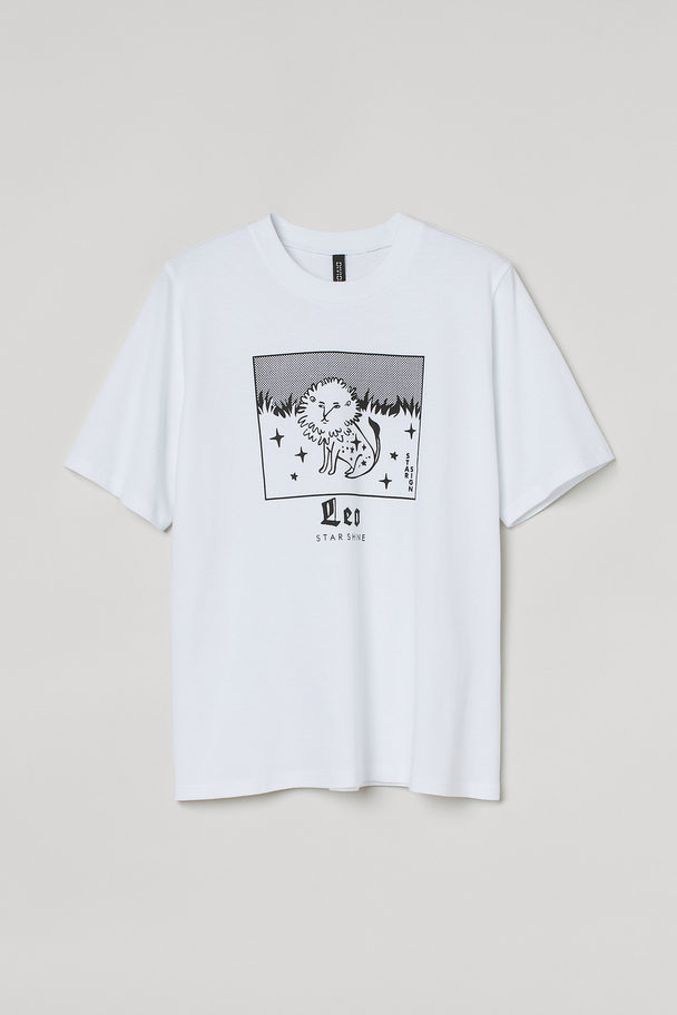 H&M Zodiac T-shirt White/leo