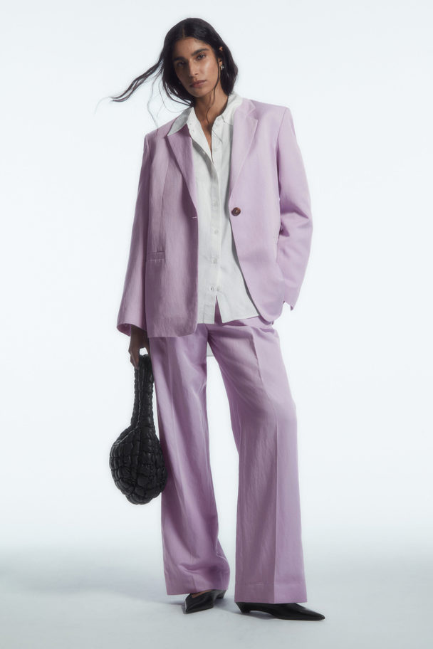 COS Pleated Linen-blend Wide-leg Trousers Lilac