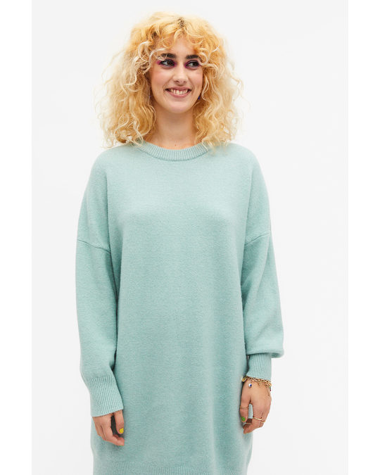 Monki Oversized Midi Knit Dress Light Turquoise
