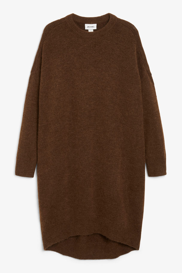 Monki Brown Oversized Midi Knit Dress Dark Brown