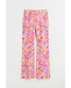 Flared Trousers Pink/floral