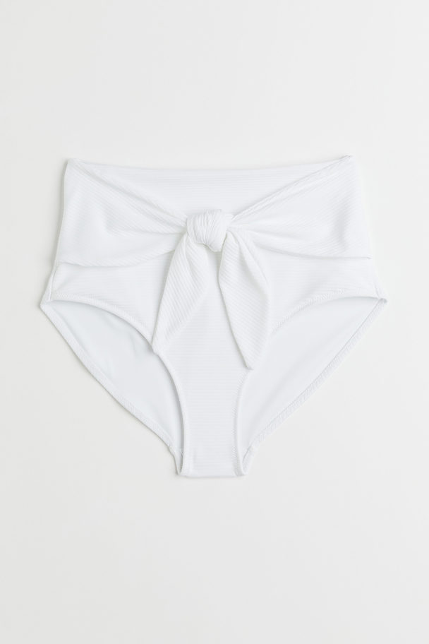 H&M Bikinihose Weiß/Gerippt